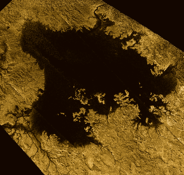 Ligeia Mare is the second-largest known body of liquid on Saturn’s moon Titan. (image: NASA/JPL-Caltech/ASI/Cornell)